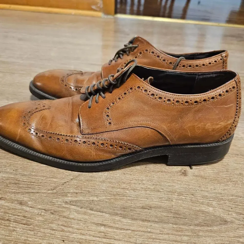 Cole Haan Wingtip  Oxford Mens 10.5 British Tan Leather Dress shoes